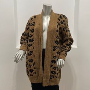 J.J. Browne Vintage Open Front Sweater Cardigan Brown Black Size M NWT
